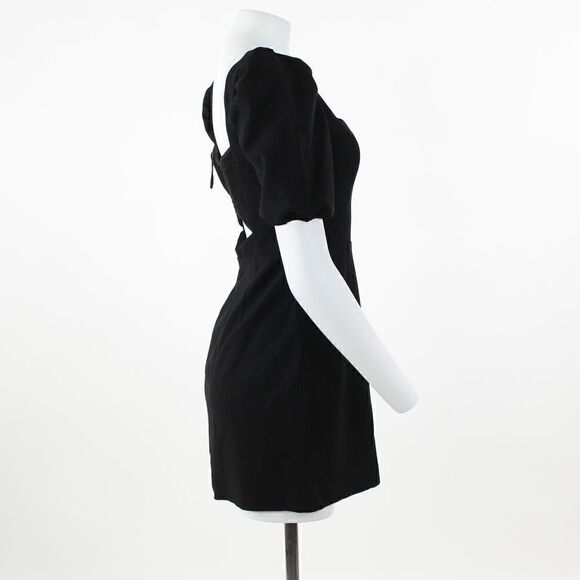 French Connection Whisper Back Cutout A-Line Dress in Black - Picture 5 of 5